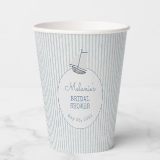 Coastal Bridal Shower Boat Stripe Paper Cups
