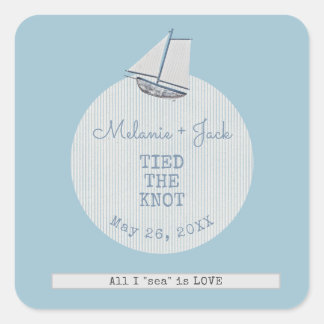 Coastal Bridal Shower Boat Stripe  Square Sticker