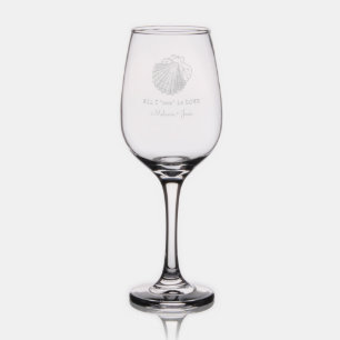 Coastal Bridal Shower Boat Stripe Wine Glass