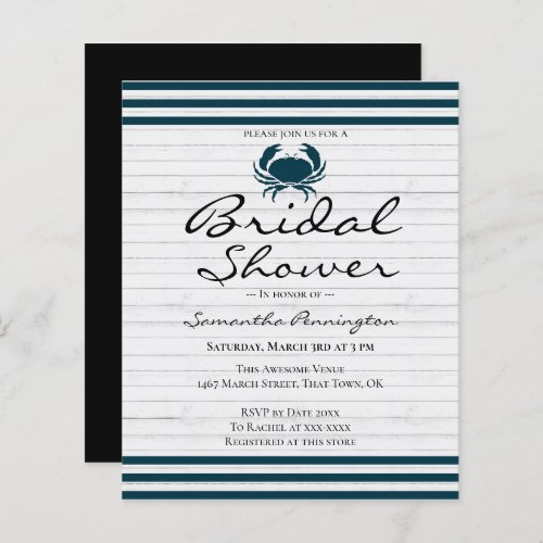 Coastal Bridal Shower Budget Invitation