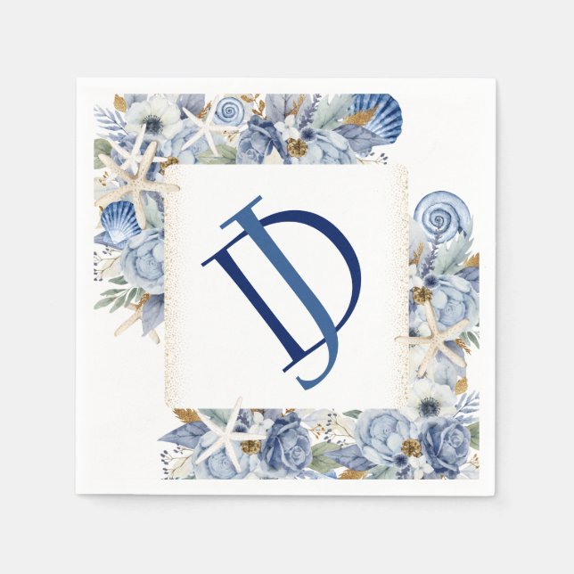 Coastal Bridal Shower Paper Napkins (Front)
