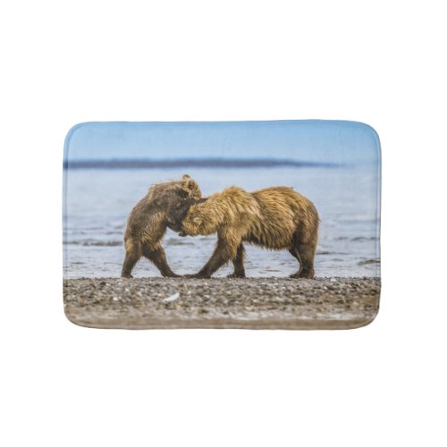 Coastal brown bears bath mat