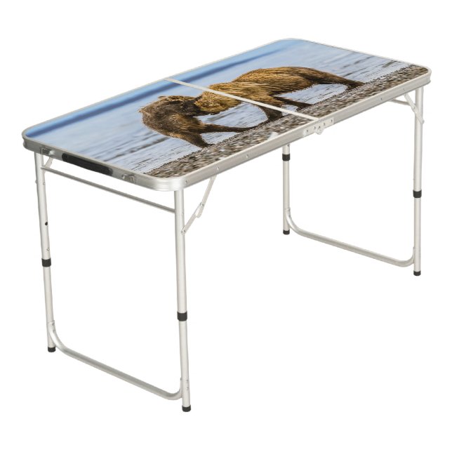 Coastal brown bears beer pong table (Angled)