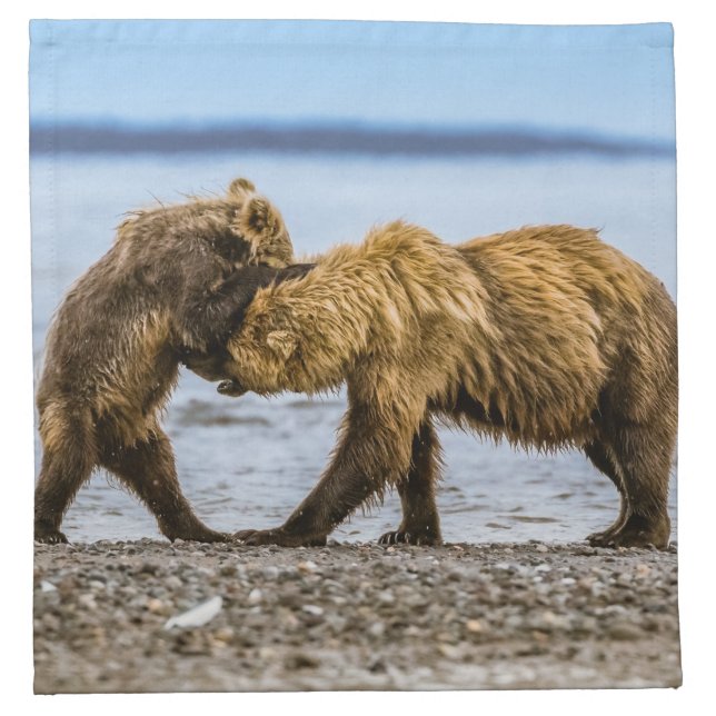 Coastal brown bears cloth napkin (Front)