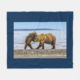 Coastal brown bears fleece blanket