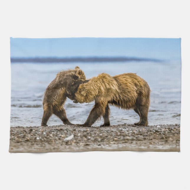 Coastal brown bears kitchen towel (Horizontal)