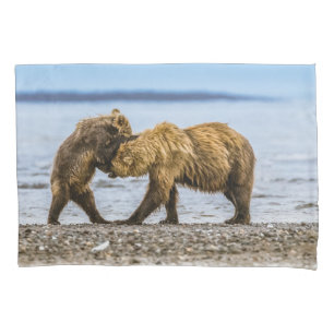 Coastal brown bears pillow case