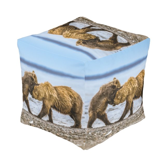 Coastal brown bears pouf (Angled Back)