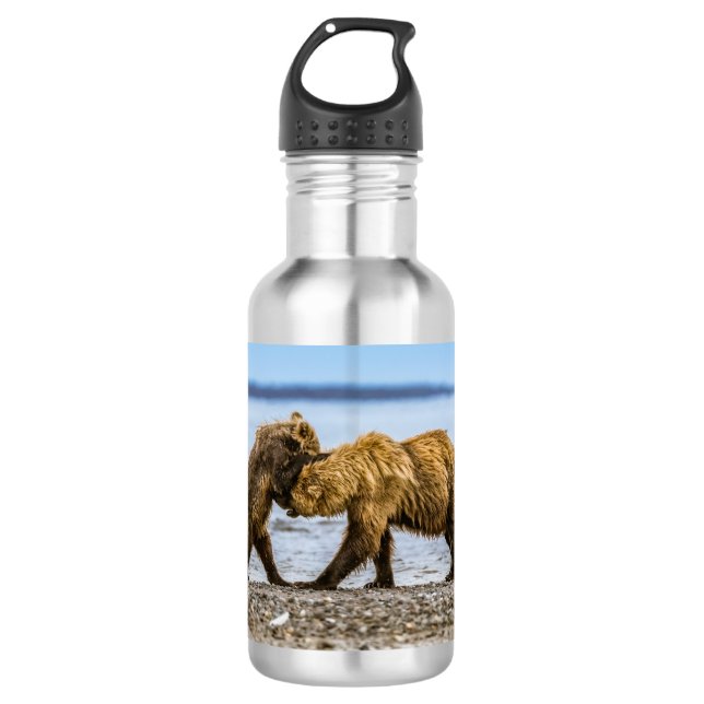 Coastal brown bears stainless steel water bottle (Front)