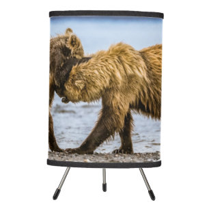 Coastal brown bears tripod lamp