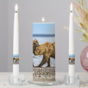 Coastal brown bears unity candle set