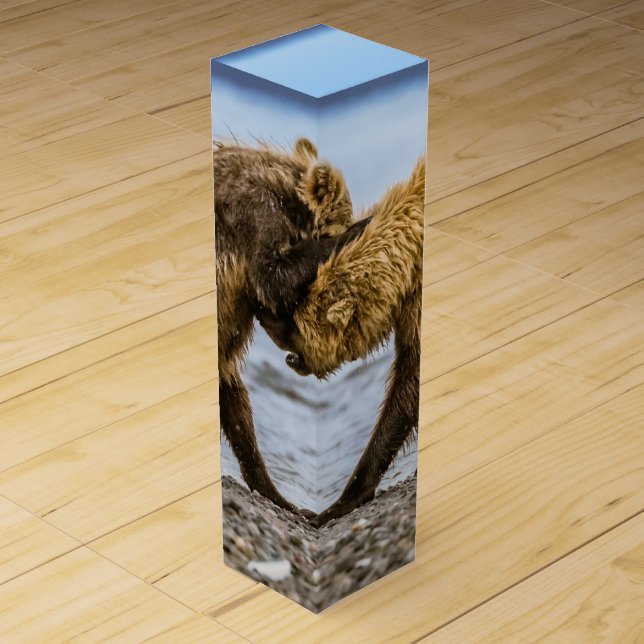 Coastal brown bears wine box (Front)