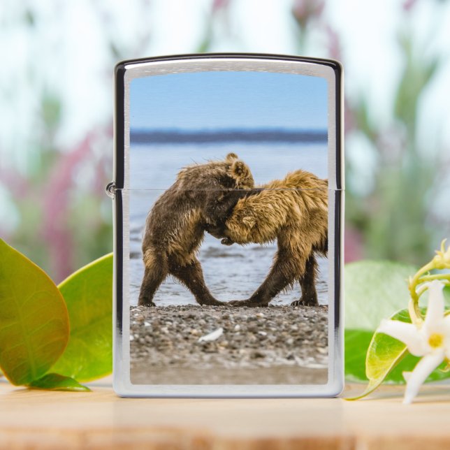 Coastal brown bears zippo lighter (On Table)