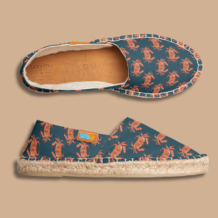 Coastal brown crab beach crustacean pattern espadrilles
