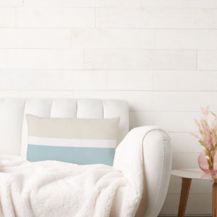Coastal Calm Blue & White Modern Color Block Lumbar Pillow