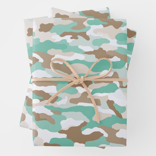 Coastal Camouflage Wrapping Paper Sheets (In situ)