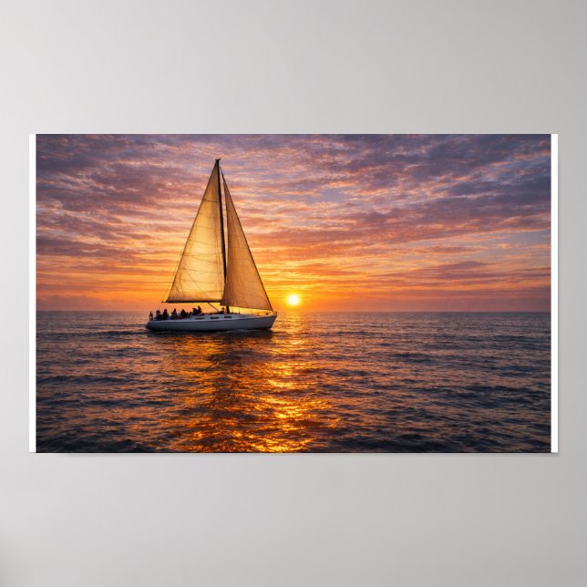 Coastal Canvas Wall Art Set Sunset Ocean Decor Nau (Front)