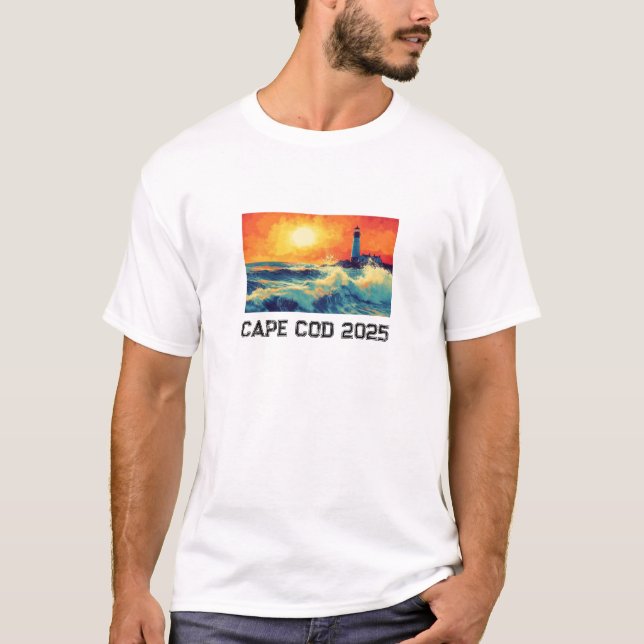Coastal Cape Cod Lighthouse T-Shirt – Custom Text (Front)