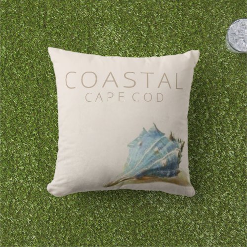 Coastal Cape Cod Vintage Seashell Beach House Outdoor Pillow