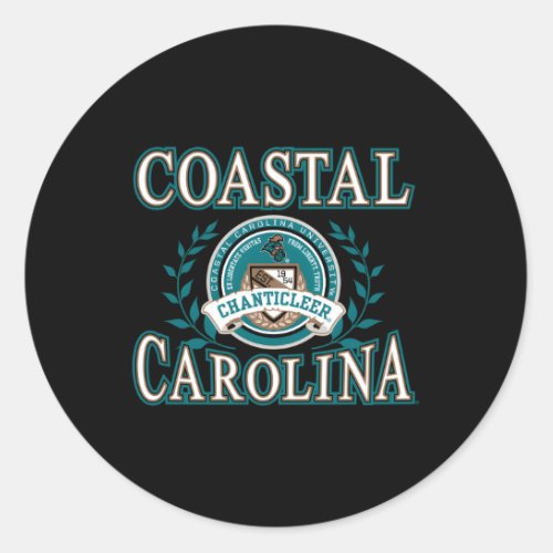 Coastal Carolina Chanticleers Laurels Classic Round Sticker