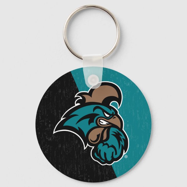 Coastal Carolina Color Block Distressed Keychain (Front)