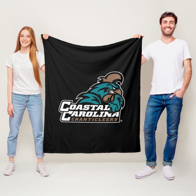 Coastal Carolina Logo and Wordmark Fleece Blanket (In Situ)