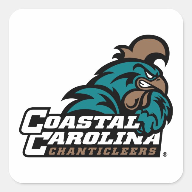 Coastal Carolina Logo and Wordmark Square Sticker (Front)