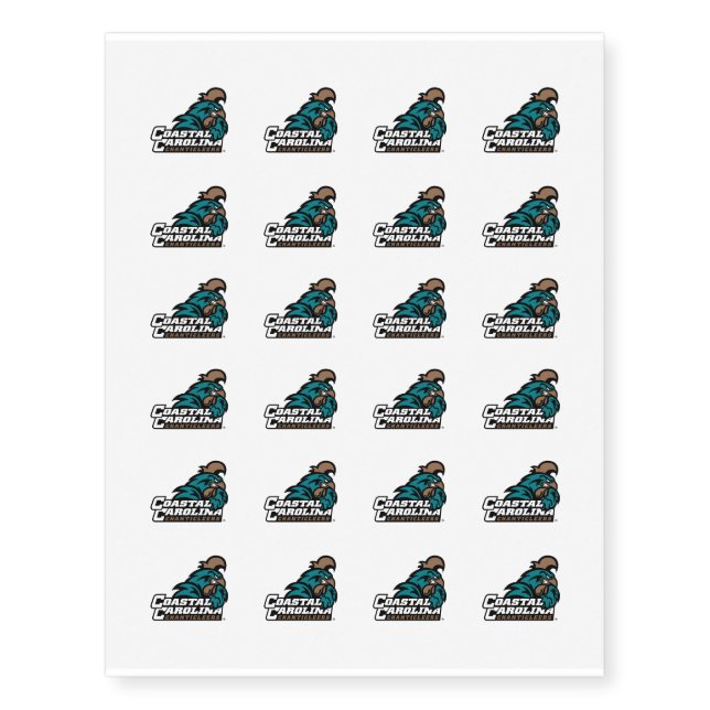 Coastal Carolina Logo and Wordmark Temporary Tattoos (Front)