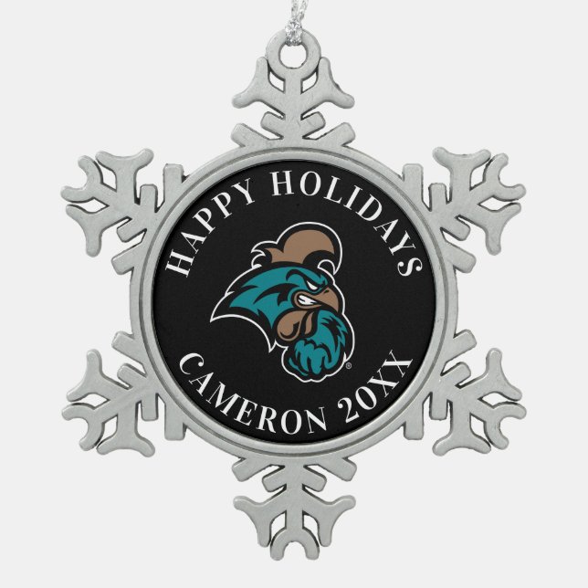 Coastal Carolina Snowflake Pewter Christmas Ornament (Front)