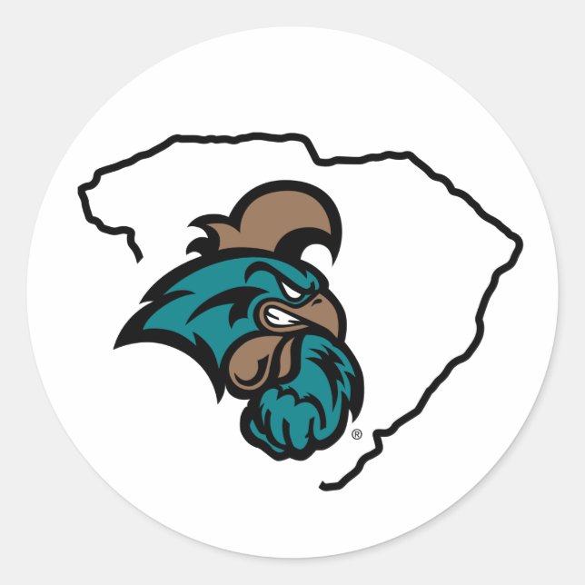 Coastal Carolina University State Love Classic Round Sticker (Front)