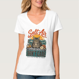 Coastal Cat Mom Vintage Sunset Cat T-Shirt