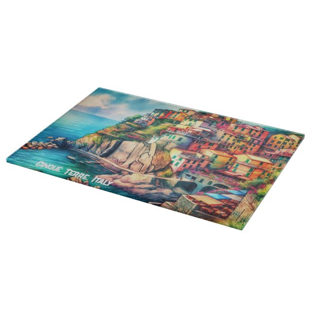 Coastal Charm Italy Cinque Terre Watercolor | Cutting Board (Corner)