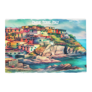 Coastal Charm Italy Cinque Terre Watercolor   Placemat