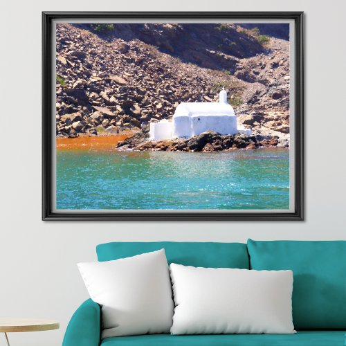 Coastal Charm Santorini Greeces Secluded Chapel Poster