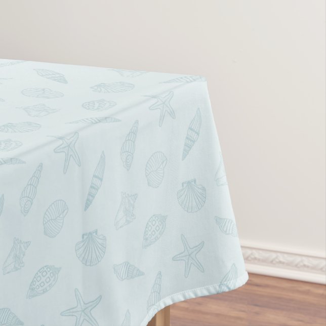 Coastal Charm Seafoam Blue Tablecloth (In Situ)