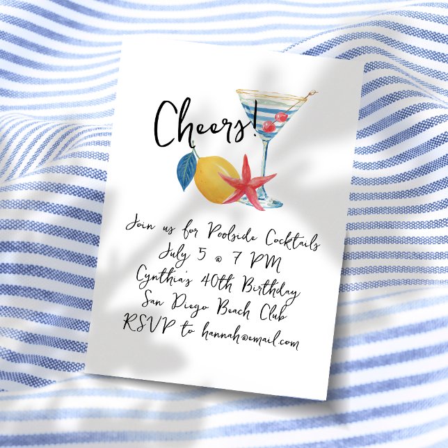 Coastal Cheers Cocktail Party Invitation (Creator Uploaded)