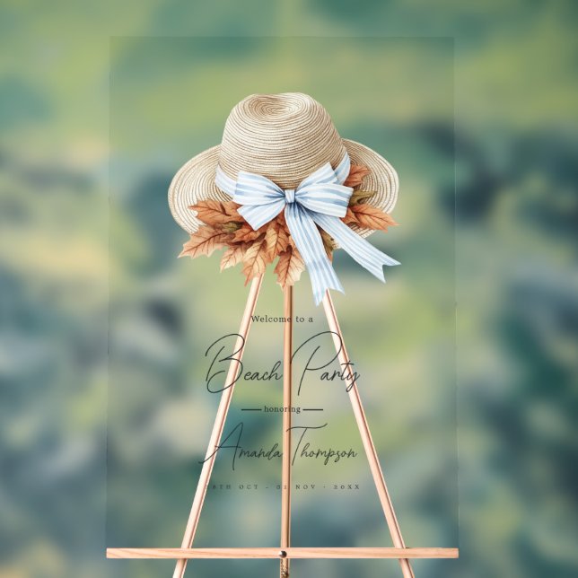 Coastal Chic Autumn  Fall Beach Club Party Welcome Acrylic Sign (Neutral)