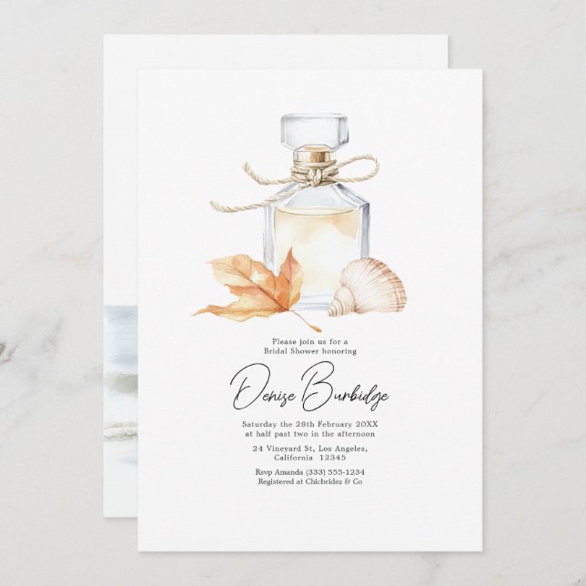 Coastal Chic Autumn - Fall Bridal Shower Invitation (Front/Back)