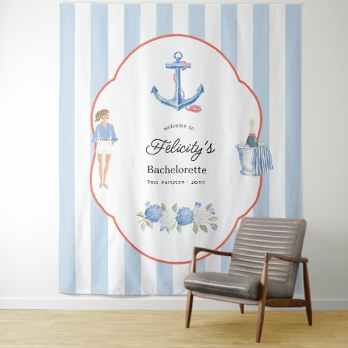 Coastal Chic Bachelorette Beach House Tapestry