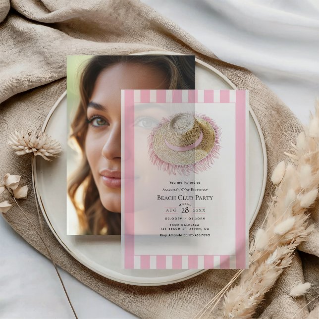 Coastal Chic Beach Club Birthday Party Vellum Invitations (Coastal Chic Beach Club Birthday Party Vellum Invitations)