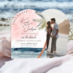 Coastal Chic Beach Photo Wedding Save the Date Invitation
