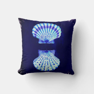 coastal chic beach rustic nautical blue seashells throw pillow