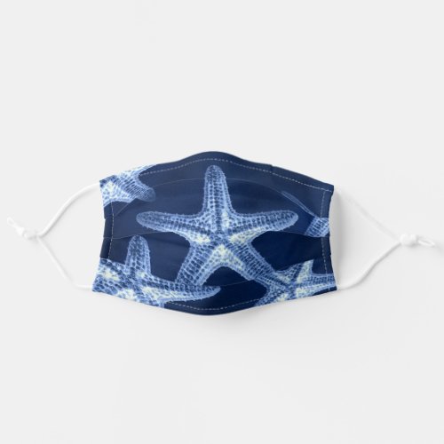 coastal chic beach rustic nautical blue starfish adult cloth face mask