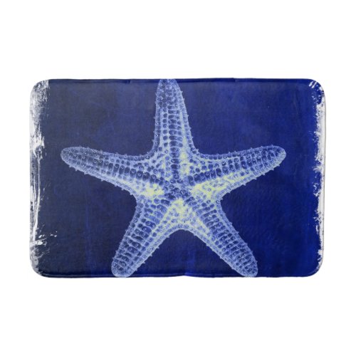 coastal chic beach rustic nautical blue starfish bath mat