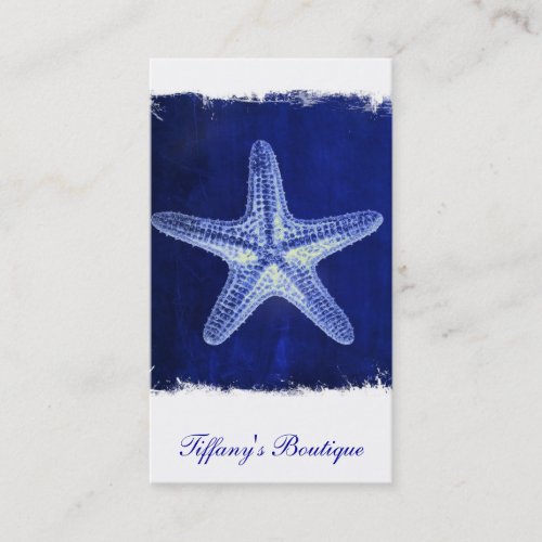 coastal chic beach rustic nautical blue starfish business card