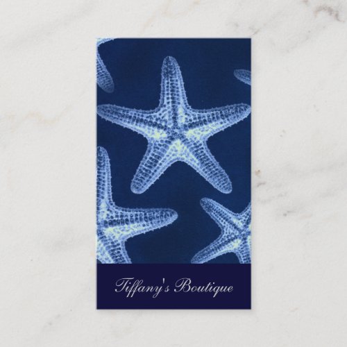 coastal chic beach rustic nautical blue starfish business card