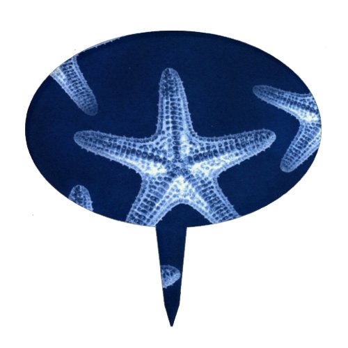 coastal chic beach rustic nautical blue starfish cake topper