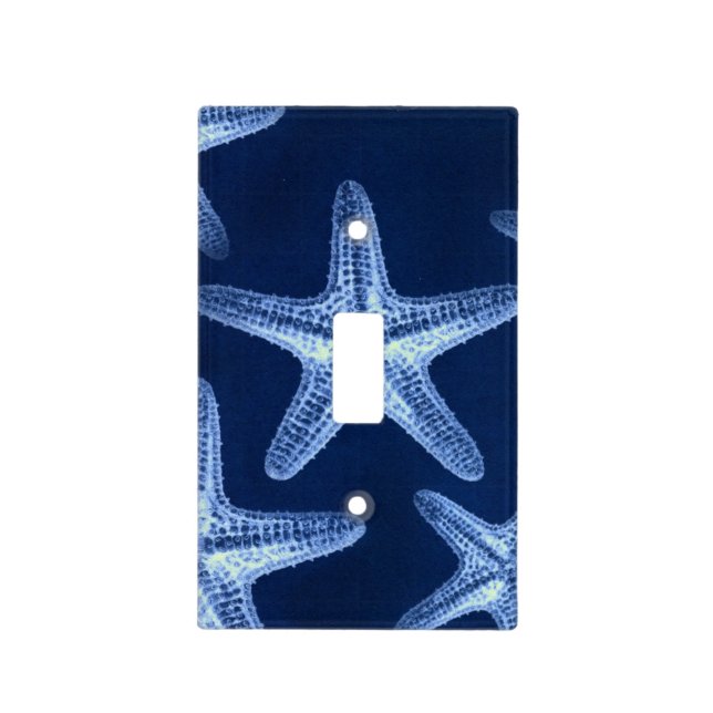 coastal chic beach rustic nautical blue starfish light switch cover (Front)