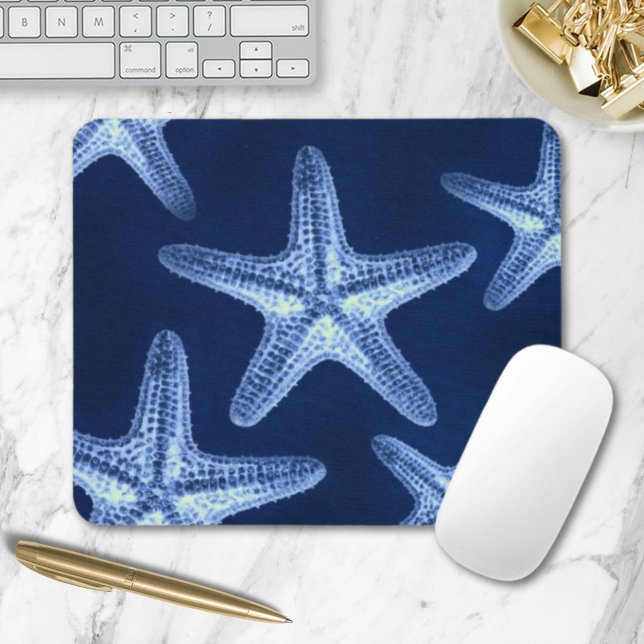 coastal chic beach rustic nautical blue starfish mouse pad (coastal chic beach rustic nautical blue starfish mouse pad)