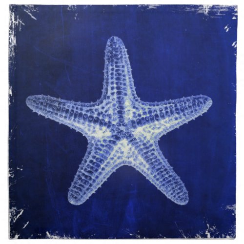 coastal chic beach rustic nautical blue starfish napkin